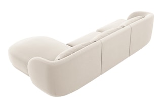 Canapé d'angle droit Tulum - Beige clair - 4 places - Tissu velours