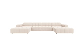 Canapé panoramique Chicago - 
Beige clair - 6 places - Tissu Tissu velours