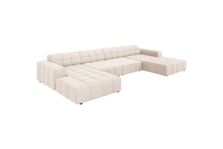 Canapé panoramique Chicago - 
Beige clair - 6 places - Tissu Tissu velours