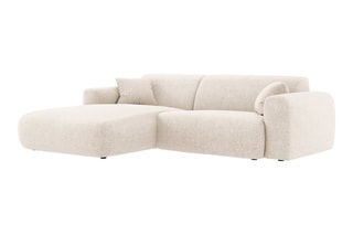Canapé d'angle gauche Nolio - Beige clair - 4 places - En polyester - Toucher soie