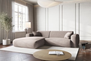 Canapé d'angle gauche Nolio - Beige - 4 places - En polyester - Toucher soie