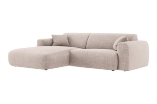 Canapé d'angle gauche Nolio - Beige - 4 places - En polyester - Toucher soie
