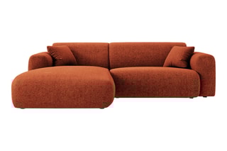 Canapé d'angle gauche Nolio - Rouge brique - 4 places - En polyester - Toucher soie
