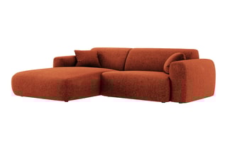 Canapé d'angle gauche Nolio - Rouge brique - 4 places - En polyester - Toucher soie