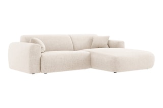 Canapé d'angle Nolio - Beige chiné - 4 places - En polyester - Toucher soie
