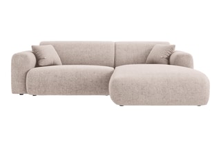 Canapé d'angle Nolio - Beige chiné - 4 places - En polyester - Toucher soie