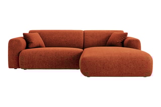 Canapé d'angle Nolio - Rouge brique - 4 places - En polyester - Toucher soie