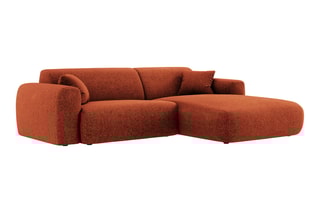 Canapé d'angle Nolio - Rouge brique - 4 places - En polyester - Toucher soie