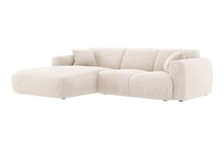 Canapé d'angle gauche Nolio - Beige clair - 4 places - En polyester - Toucher soie