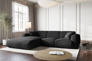 Canapé d'angle gauche Nolio - Noir - 4 places - En polyester - Toucher soie