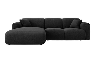 Canapé d'angle gauche Nolio - Noir - 4 places - En polyester - Toucher soie