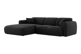 Canapé d'angle gauche Nolio - Noir - 4 places - En polyester - Toucher soie