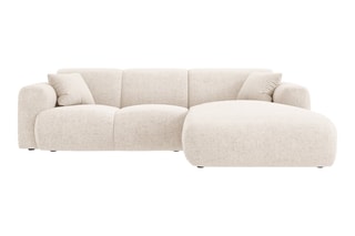 Canapé d'angle Nolio - Beige chiné - 4 places - En polyester - Toucher soie