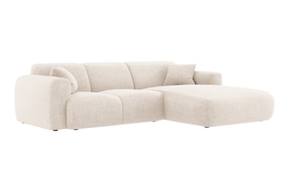 Canapé d'angle Nolio - Beige chiné - 4 places - En polyester - Toucher soie