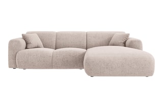 Canapé d'angle Nolio - Beige chiné - 4 places - En polyester - Toucher soie