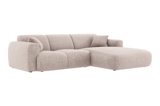 Canapé d'angle Nolio - Beige chiné - 4 places - En polyester - Toucher soie