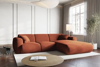 Canapé d'angle Nolio - Rouge brique - 4 places - En polyester - Toucher soie