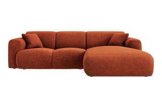 Canapé d'angle Nolio - Rouge brique - 4 places - En polyester - Toucher soie