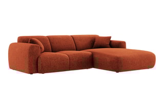 Canapé d'angle Nolio - Rouge brique - 4 places - En polyester - Toucher soie