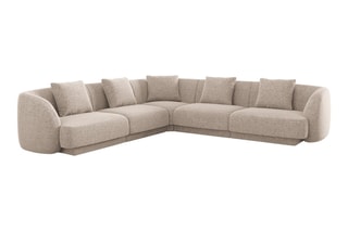 Canapé d'angle réversible Tulum - Beige - 5 places - En polyester - Toucher soie