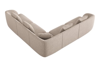 Canapé d'angle réversible Tulum - Beige - 5 places - En polyester - Toucher soie