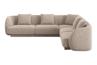 Canapé d'angle réversible Tulum - Beige - 5 places - En polyester - Toucher soie
