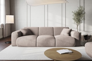 Canapé Nolio - Beige - 3 places - En tissu chenille - Toucher soie