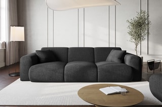 Canapé Nolio - Noir - 3 places - En polyester - Toucher soie