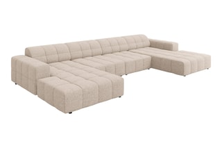 Canapé panoramique Velvet Chicago - Beige - 6 places - Tissu chenille