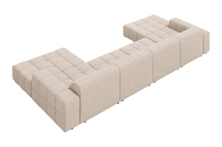 Canapé panoramique Velvet Chicago - Beige - 6 places - Tissu chenille