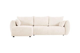 Canapé d'angle gauche convertible Matera - Beige clair - 4 places - Tissu chenille
