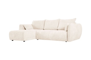 Canapé d'angle gauche convertible Matera - Beige clair - 4 places - Tissu chenille