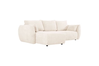 Canapé d'angle gauche convertible Matera - Beige clair - 4 places - Tissu chenille