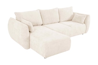 Canapé d'angle gauche convertible Matera - Beige clair - 4 places - Tissu chenille