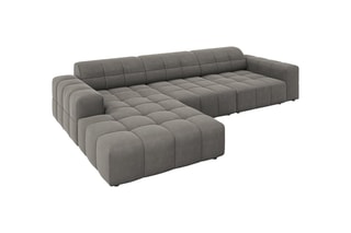 Canapé d'angle gauche Chicago - Gris clair - 4 places - En tissu velours