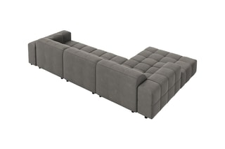Canapé d'angle gauche Chicago - Gris clair - 4 places - En tissu velours