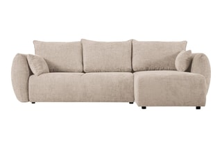 Canapé d'angle droit convertible avec coffre de rangement Matera - Beige - 4 places - En tissu chenille