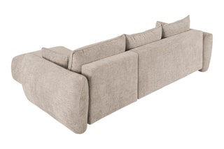 Canapé d'angle droit convertible avec coffre de rangement Matera - Beige - 4 places - En tissu chenille