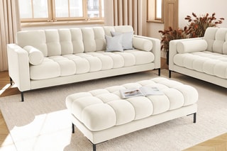 Canapé Bali - Beige clair - 4 places - Tissu Tissu velours