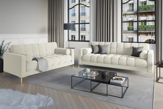 Canapé Bali - Beige clair - 4 places - Toucher velours