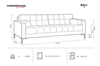 Canapé Bali - Beige clair - 3 places - Toucher velours