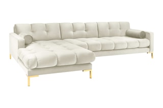 Canapé d'angle gauche Bali - Beige clair - 5 places - Toucher velours