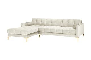 Canapé d'angle gauche Bali - Beige clair - 5 places - Toucher velours