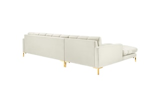 Canapé d'angle gauche Bali - Beige clair - 5 places - Toucher velours