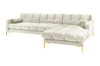 Canapé d'angle droit Bali - Beige clair - 5 places - Toucher velours