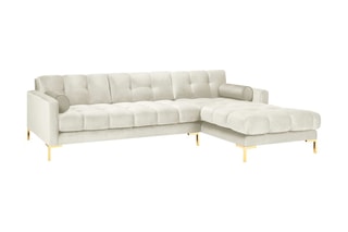 Canapé d'angle droit Bali - Beige clair - 5 places - Toucher velours