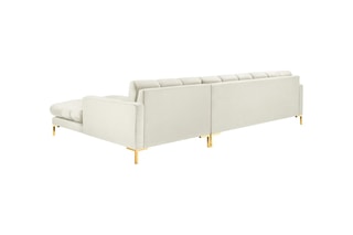 Canapé d'angle droit Bali - Beige clair - 5 places - Toucher velours