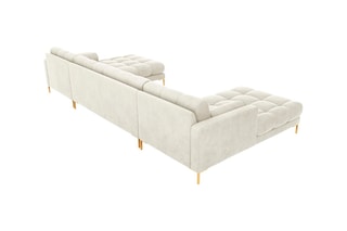 Canapé panoramique d'angle réversible Bali - Beige clair - 6 places - Toucher velours