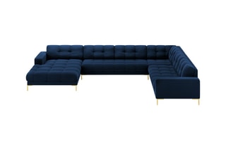 Canapé d'angle droit Bali - Bleu roi - 7 places - Toucher velours
