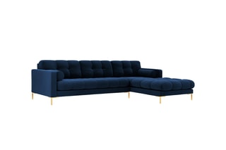Canapé d'angle droit Bali - Bleu roi - 5 places - Toucher velours